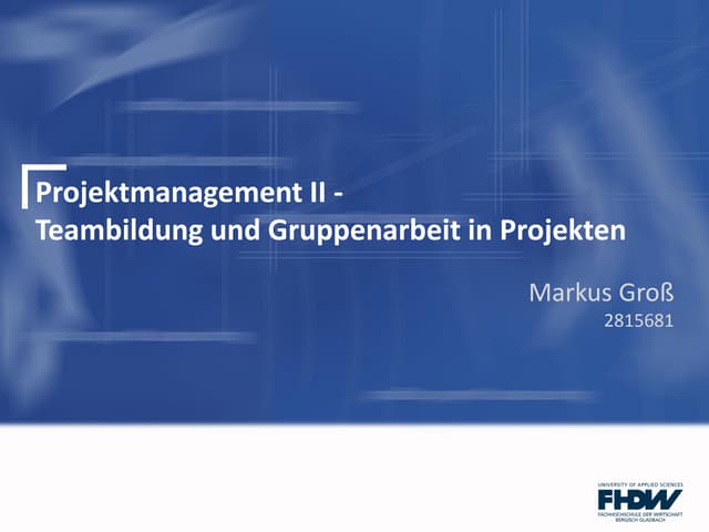 Erste Folie · Teambildung in Projekten
